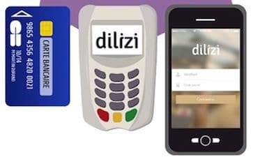 Carte bancaire, lecteur Dilizi et smartphone