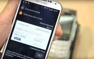 Smartphone affichant l'application Orange Cash