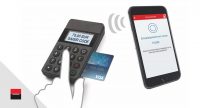 Mini terminal de la Société Générale communiquant avec un smartphone