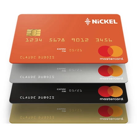 Cartes Nickel Chrome en quatre couleurs différentes