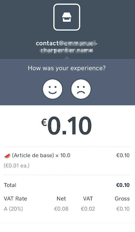 square-pos-ticket Reçu électronique envoyé par l'application Square