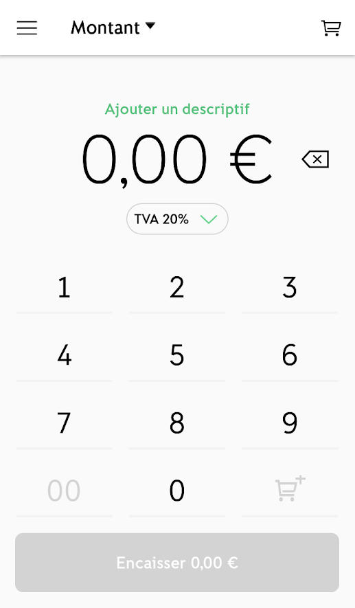 iZettle Go : Montant Ecran de l'application iZettle Go pour taper le montant