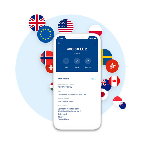 Compte multi-devises TransferWise sur un smartphone