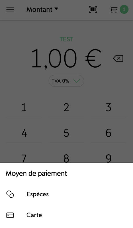 iZettle Go : choix du mode de paiement