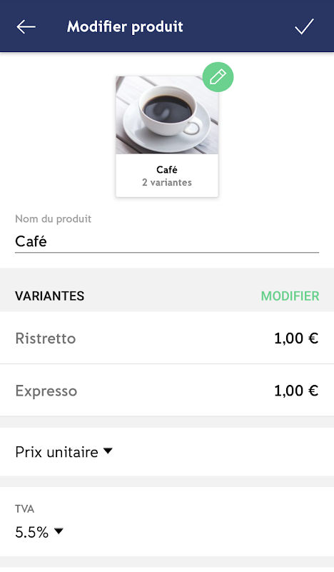 iZettle Go : variante des produits