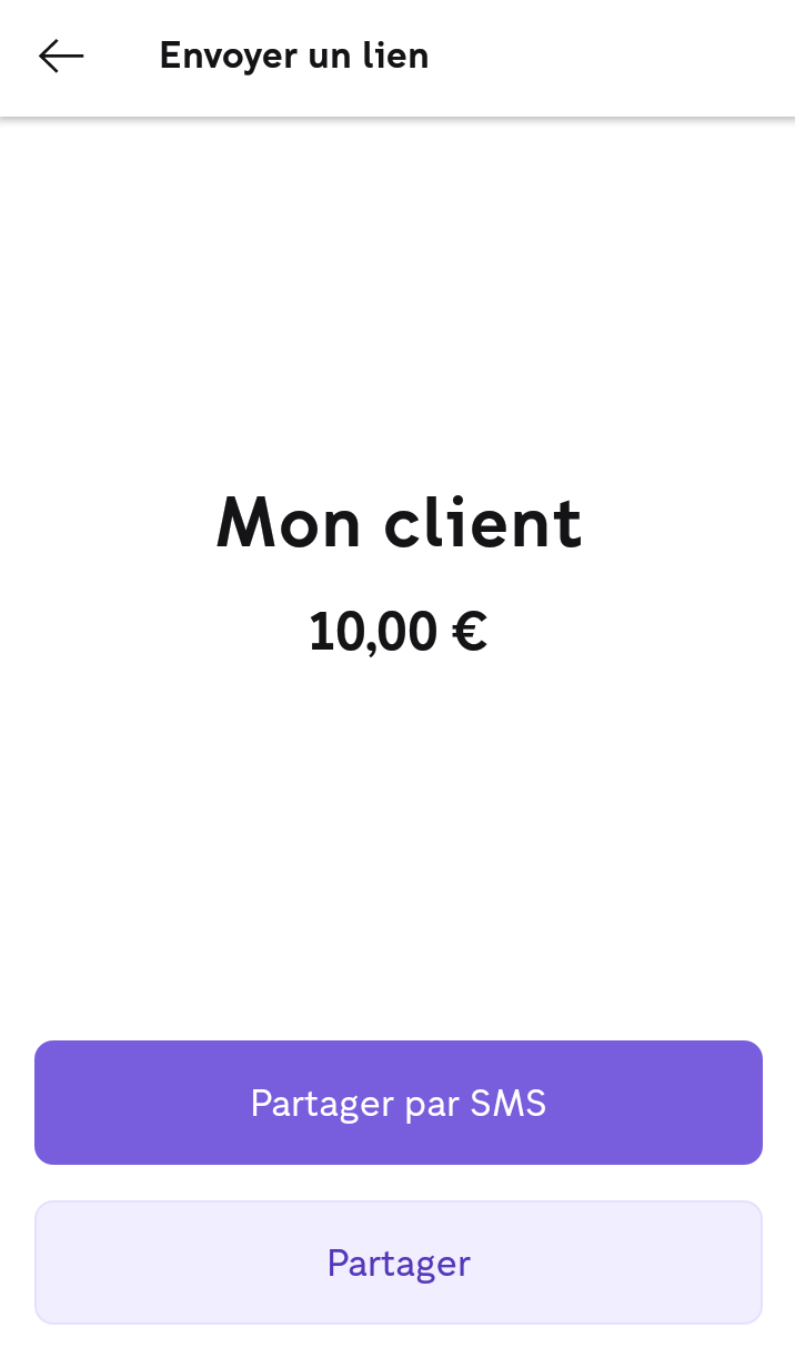 Lien de paiement iZettle – choix du mode d’envoi Lien de paiement iZettle - choix du mode d'envoi