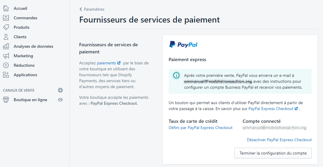Shopify : paramètres : fournisseurs de services de paiement Shopify : paramètres : fournisseurs de services de paiement