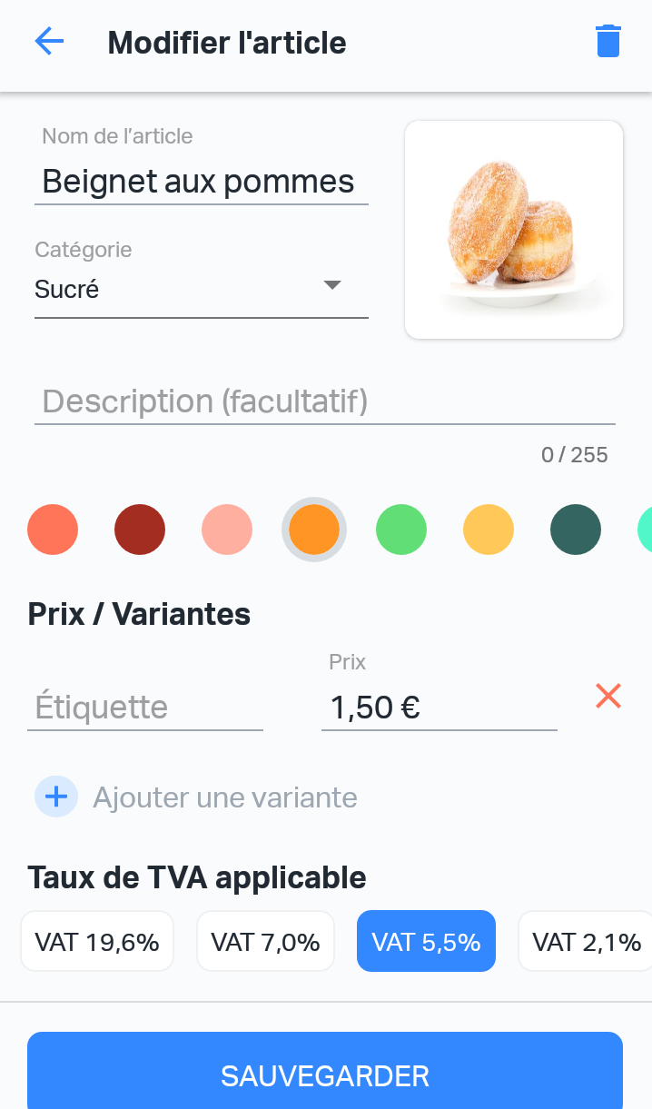 Modification d’un article dans le SumUp E-Shop Modification d'un article dans le SumUp E-Shop