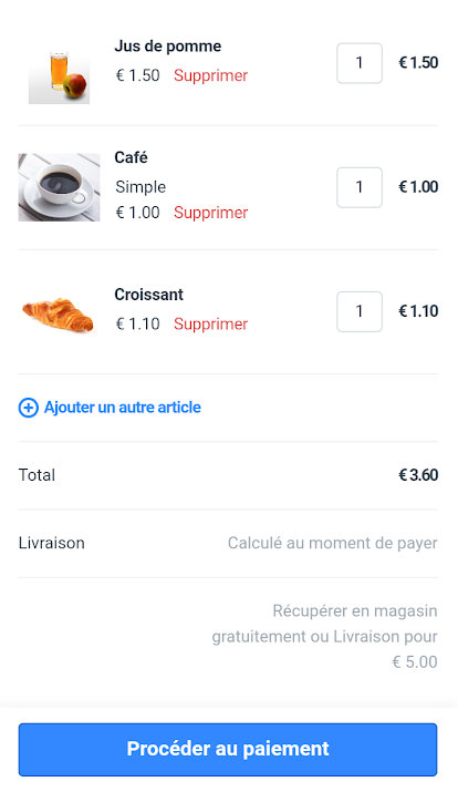 SumUp E-Shop, panier d’achat SumUp E-Shop, panier d'achat