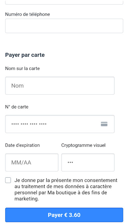 SumUp E-Shop, SumUp E-Shop, confirmation de la commande (suite) SumUp E-Shop, panier d'achat