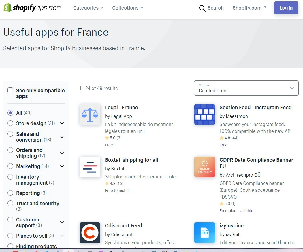 Application Shopify pour la France