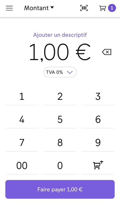 Entrée manuelle du montant dans l’app de Zettle Entrée manuelle du montant dans l'app de Zettle