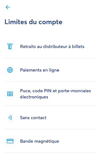 Modification des limites des comptes