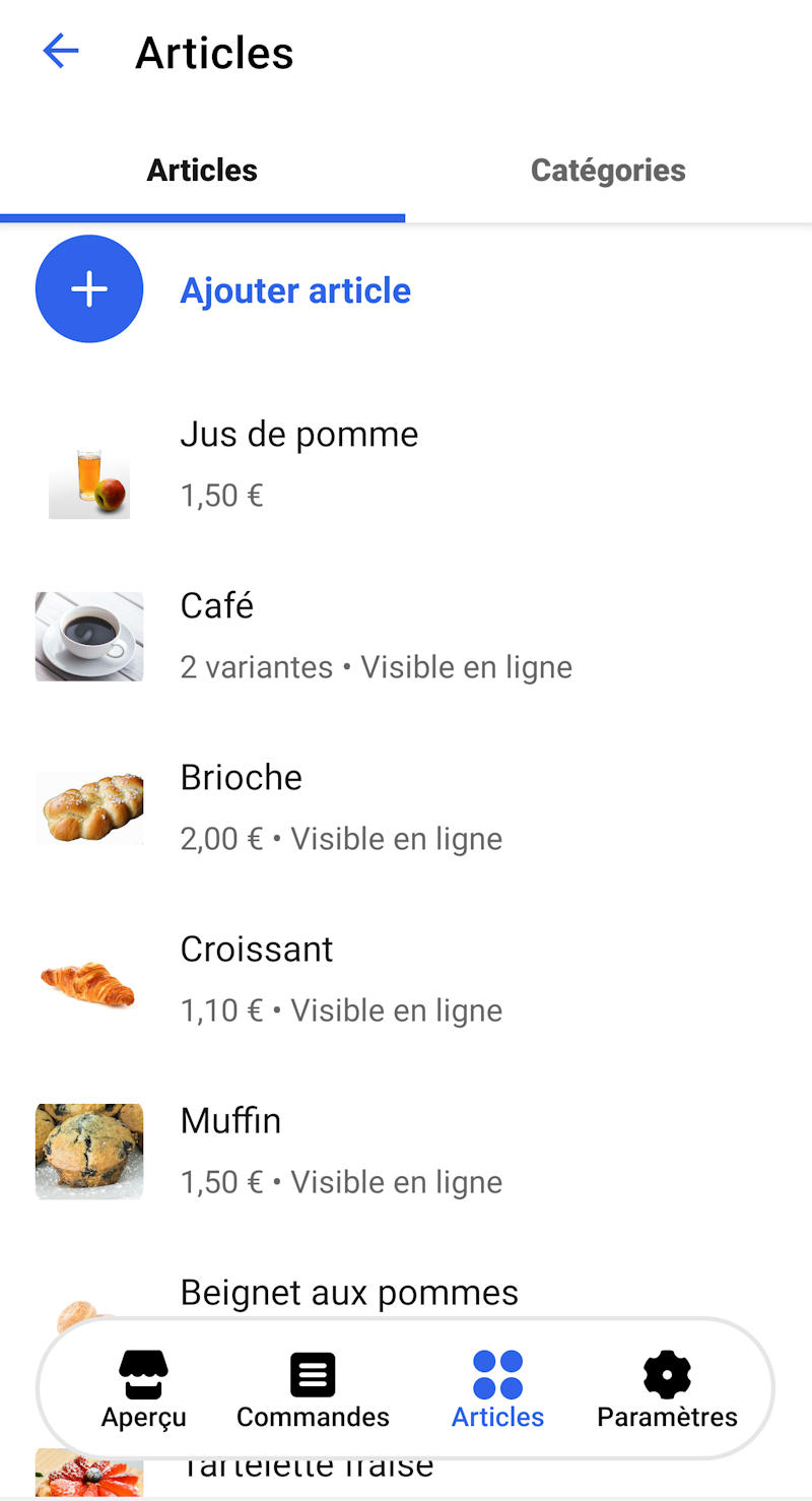 SumUp E-Shop : liste des articles SumUp E-Shop : liste des articles