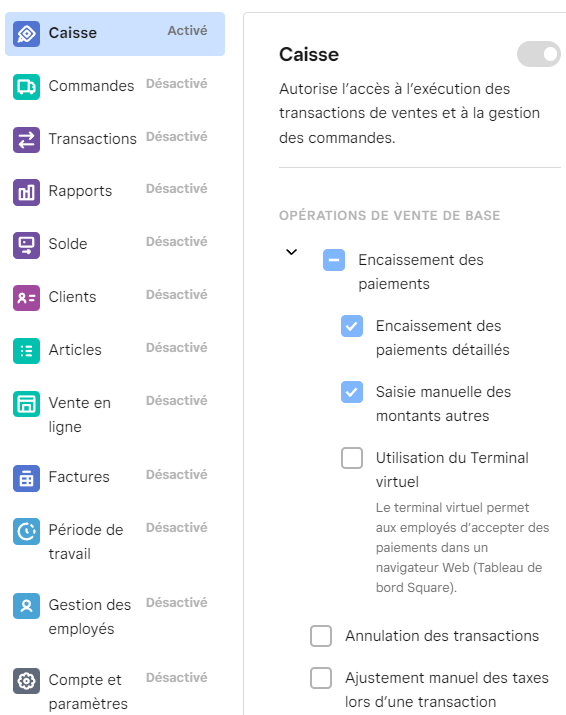 Gestion des autorisations avec Square Gestion des autorisations avec Square