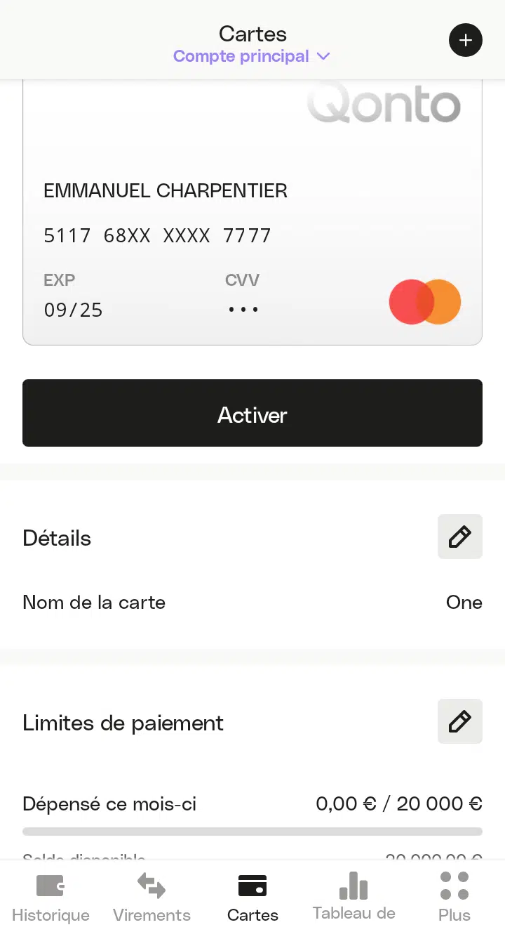 Carte Qonto One