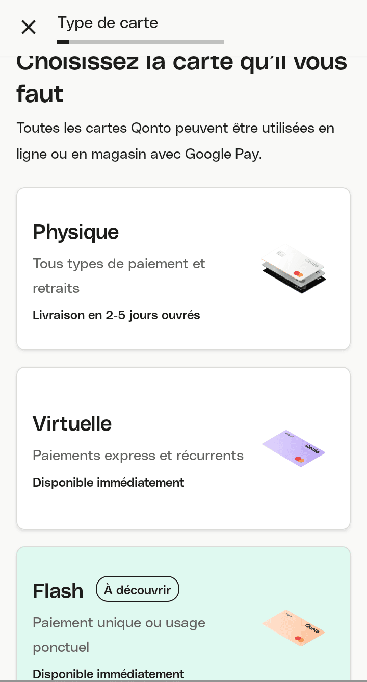 Commande carte Qonto Commande carte Qonto