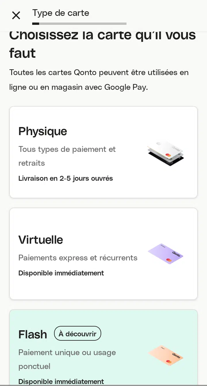 Commande carte Qonto