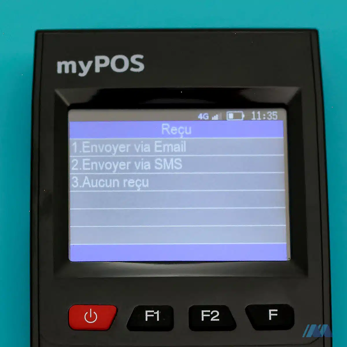 myPOS GO : choix du mode d'envoi du reçu numérique