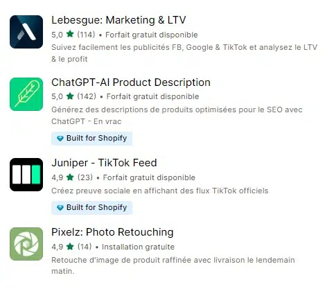 App store de Shopify