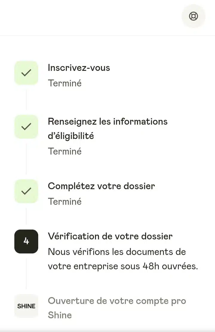 Dernière étape de l'inscription à Shine