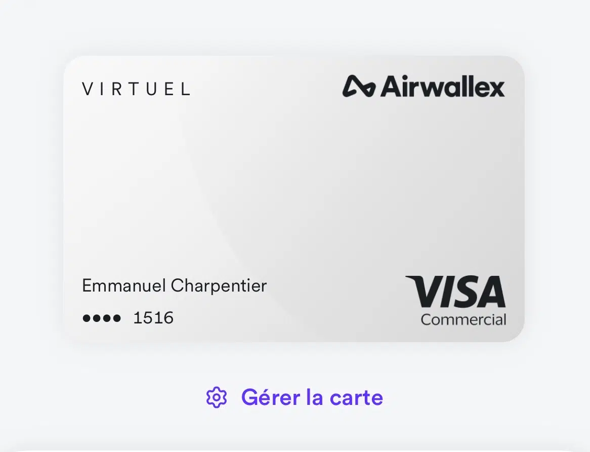 Carte virtuelle Airwallex