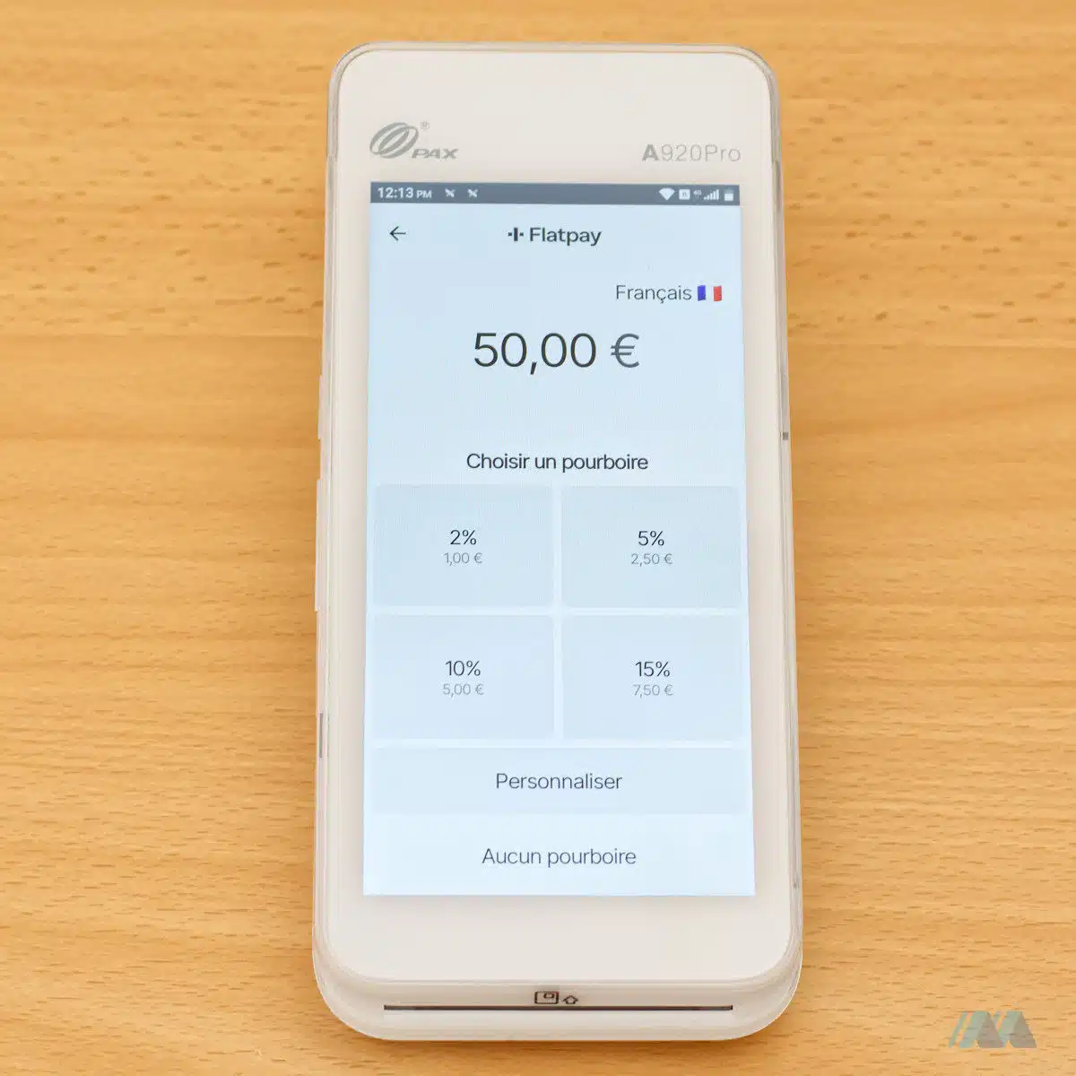 Flatpay&nbsp;: choix du pourboire