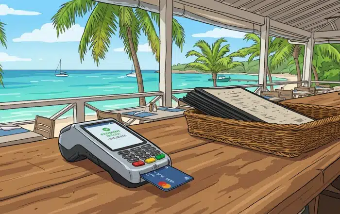 Dessin d'un TPE dans un restaurant aux Antilles