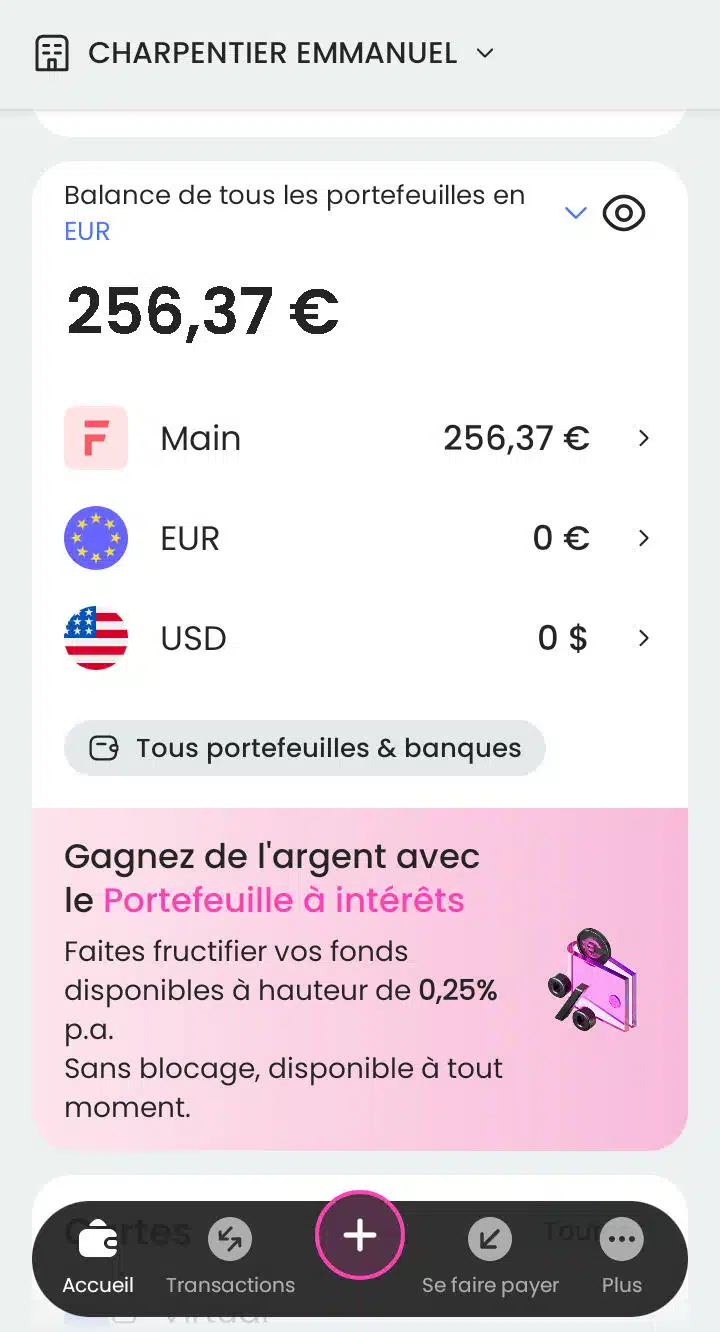 Copie d'écran de l'application Finom