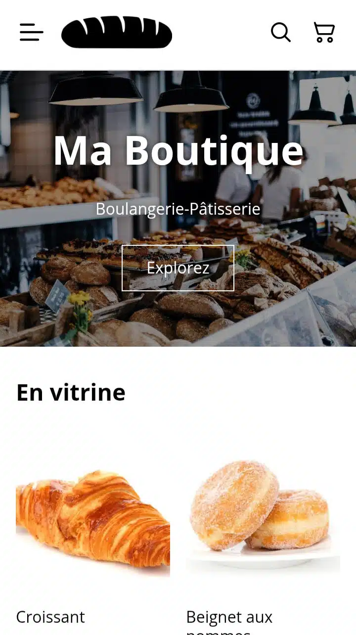 Capture d'écran de la page d'accueil de notre boutique test du SumUp E-shop